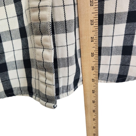 FILSON Alaskan Guide Shirt Womens Medium Cream Black Plaid Flannel Button Front - Picture 9 of 12